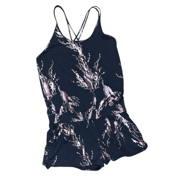 Sweaty Betty Horizon Playsuit Romper Athletic Metallic Black Floral size Small - Picture 3 of 8